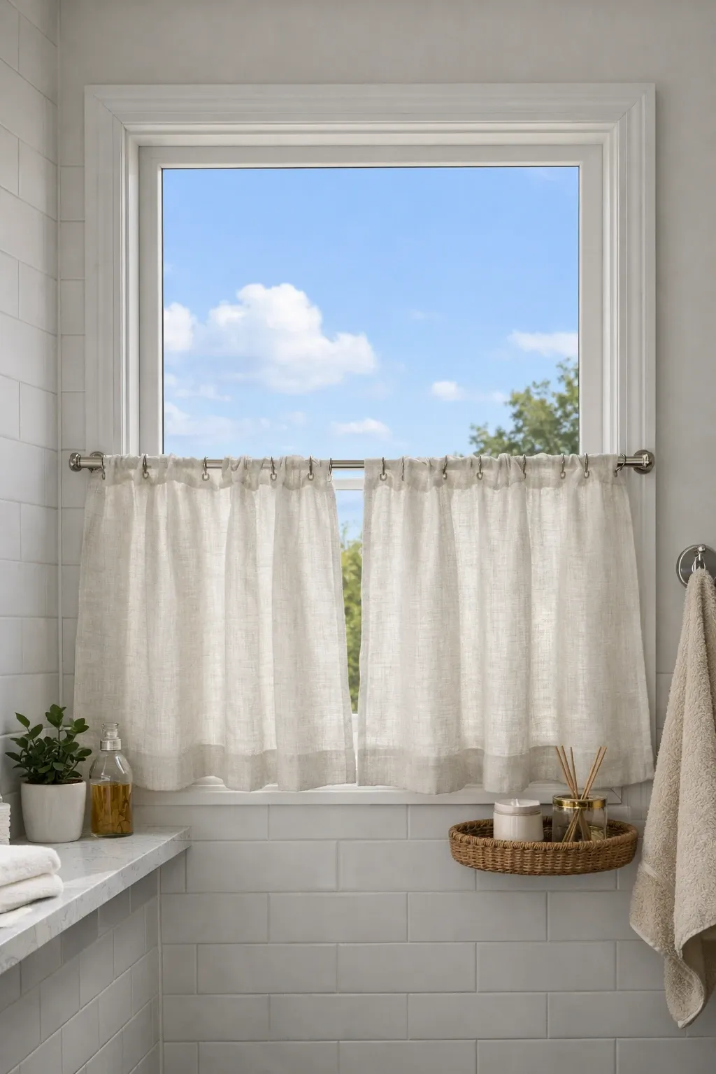 cellular honeycomb shades in a bathroom