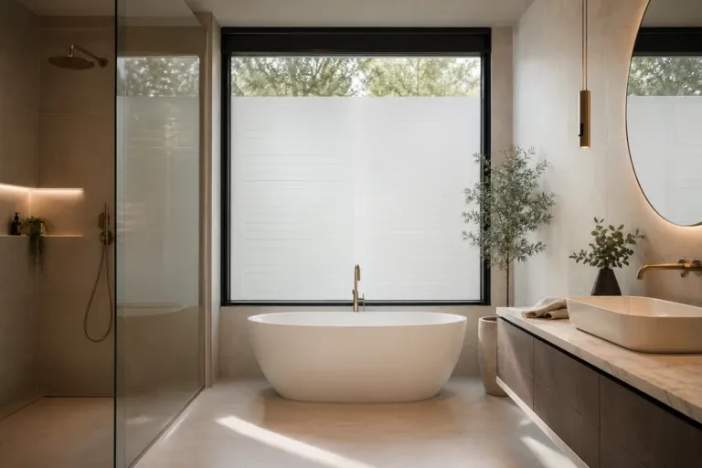 frosted window film in a bathroom