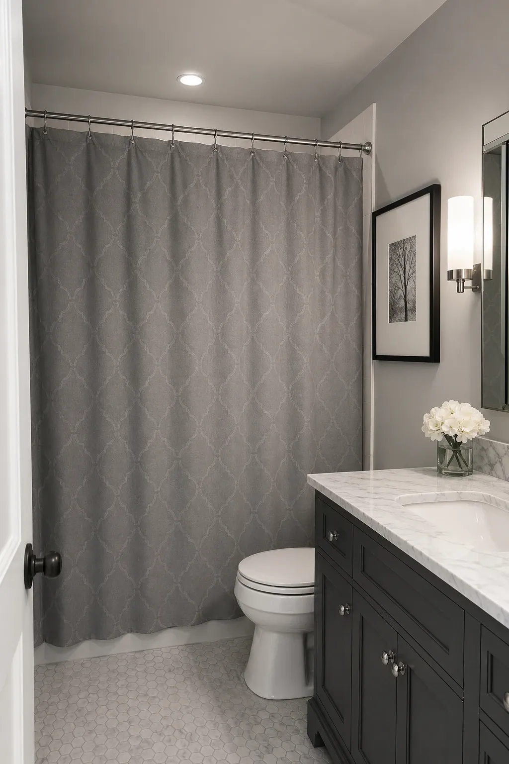 monochrome palette in a bathroom