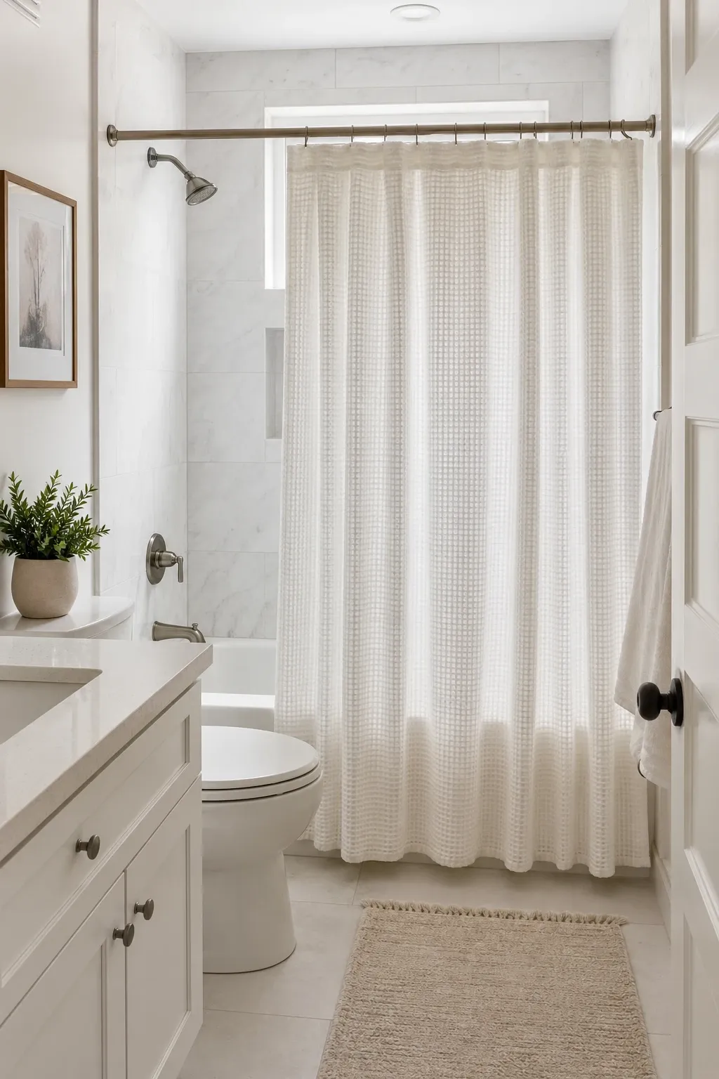 waffle weave or linen texture in a bathroom