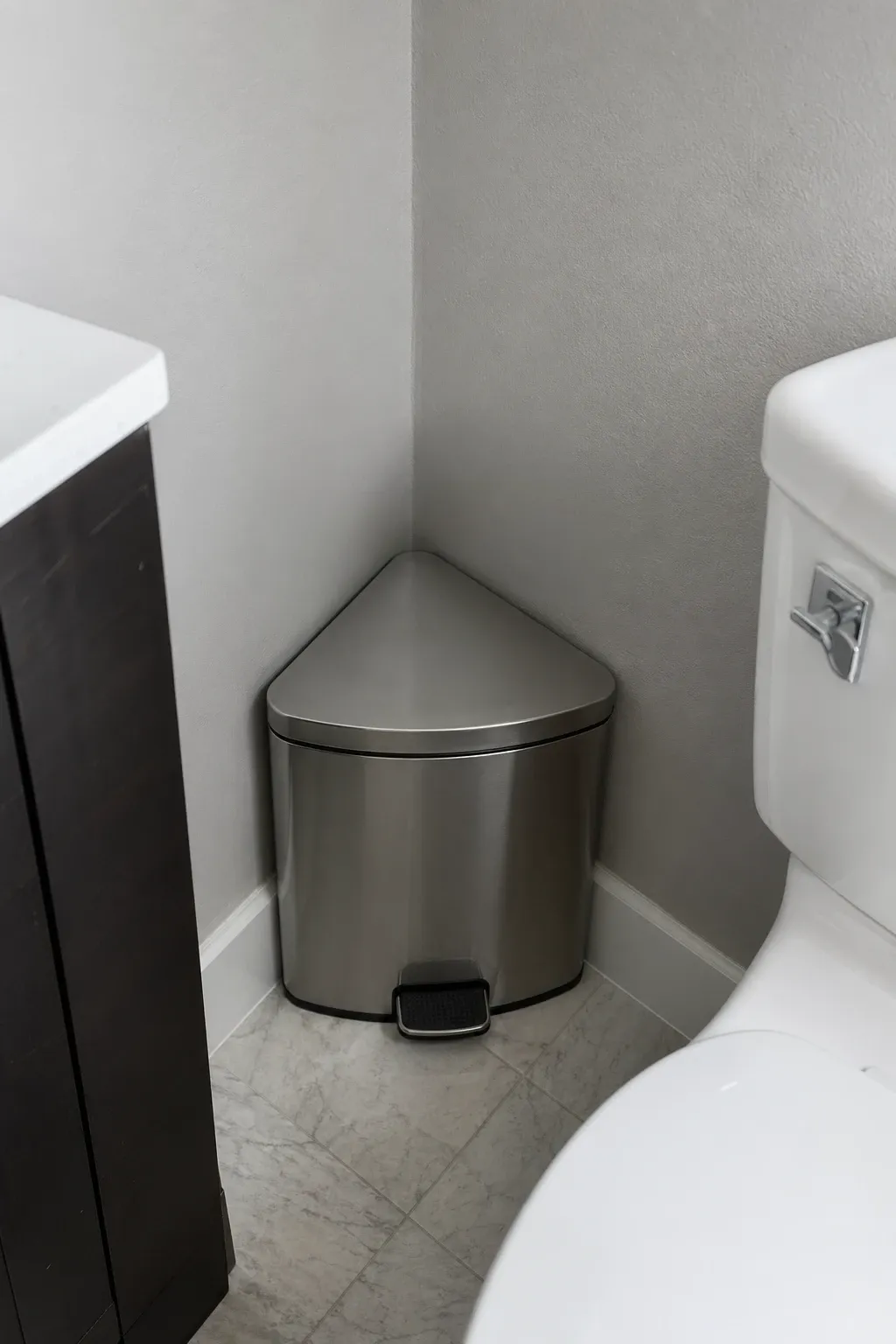copper or rose gold finish in a bathroom