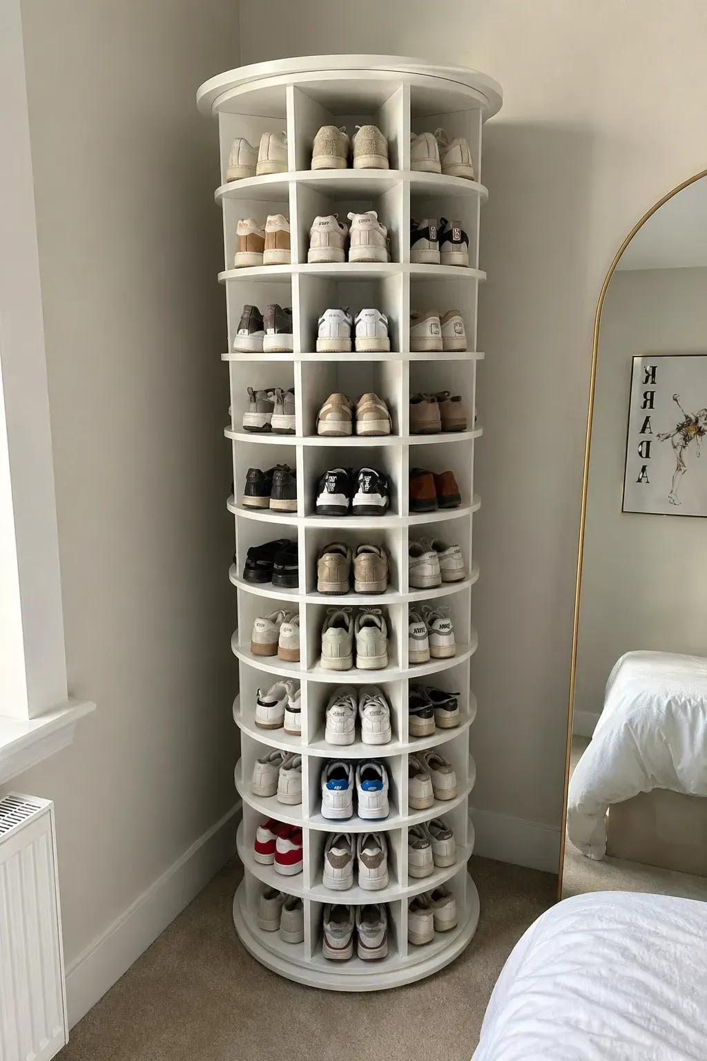 clear shoe boxes in a bedroom