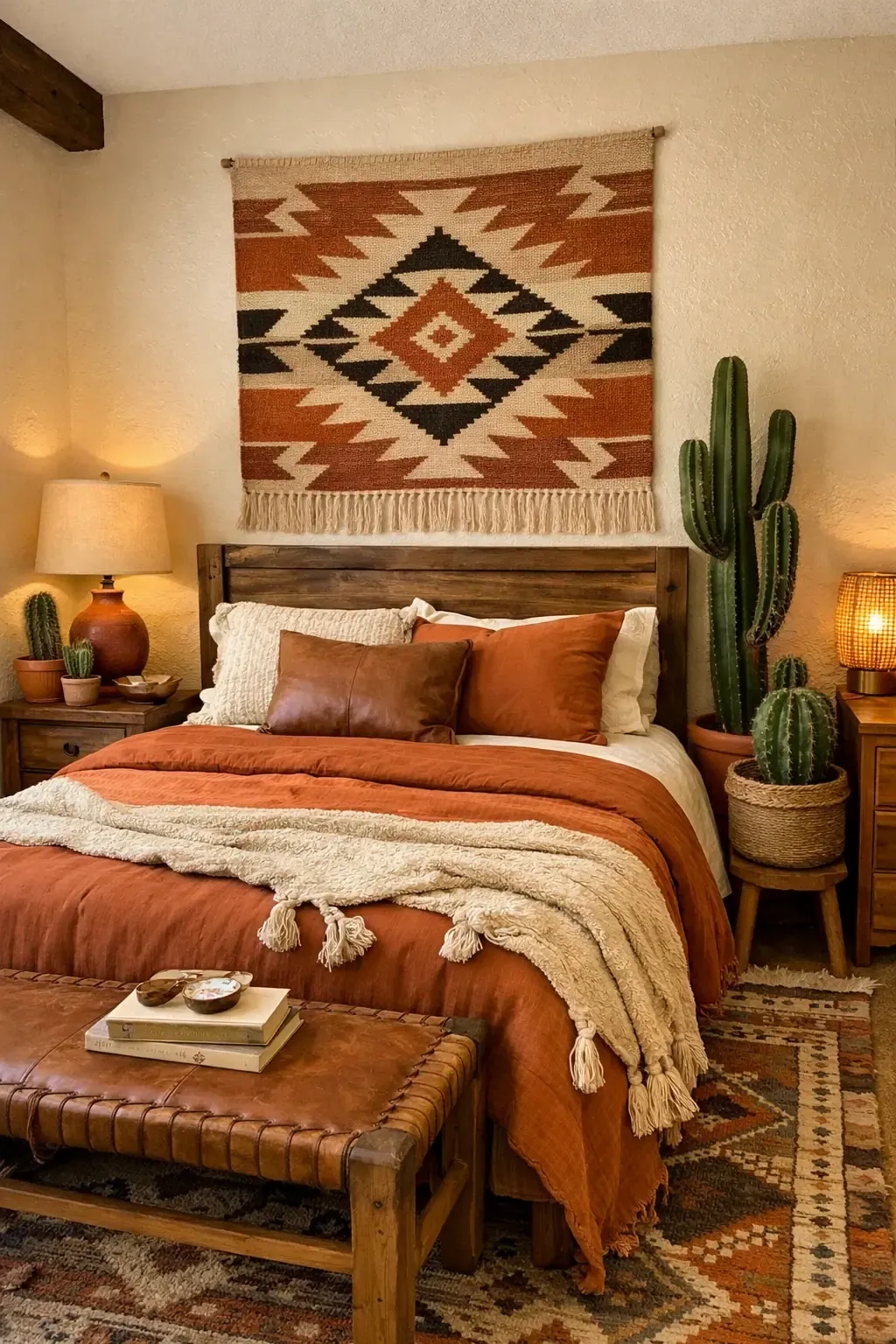 desert southwest boho in a bedroom