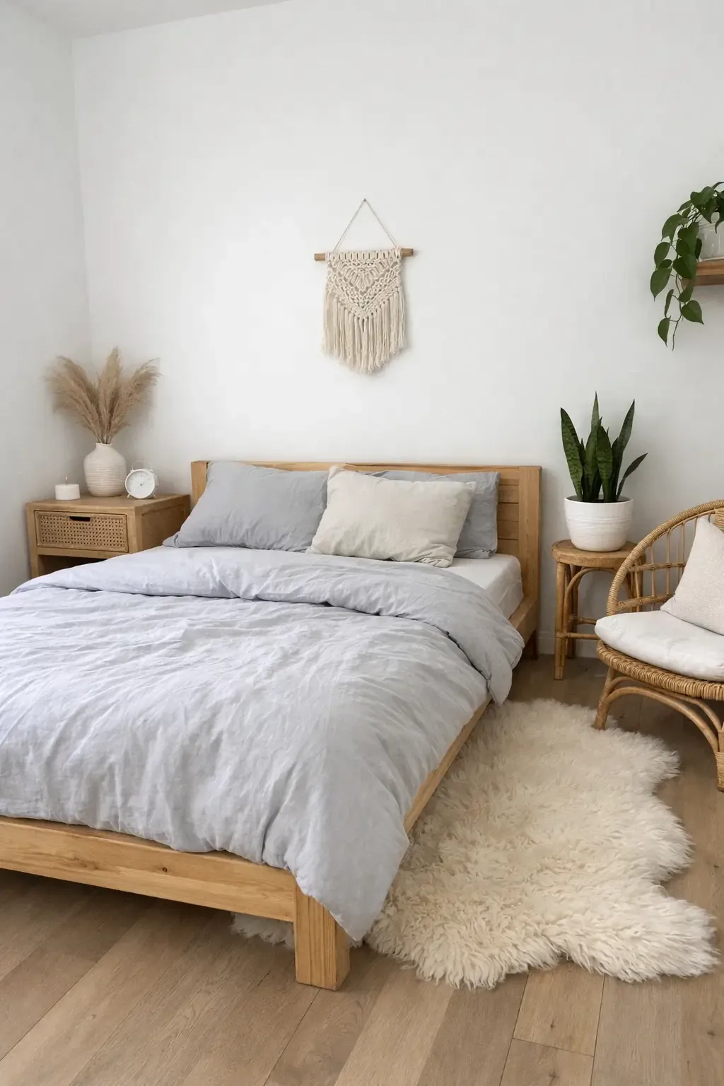 minimalist scandi-boho in a bedroom