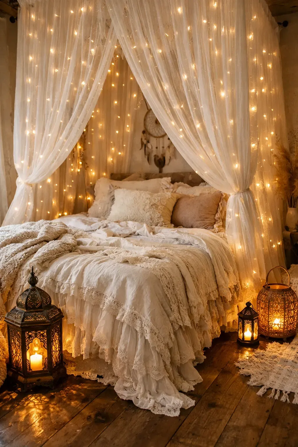 the romantic canopy in a bedroom