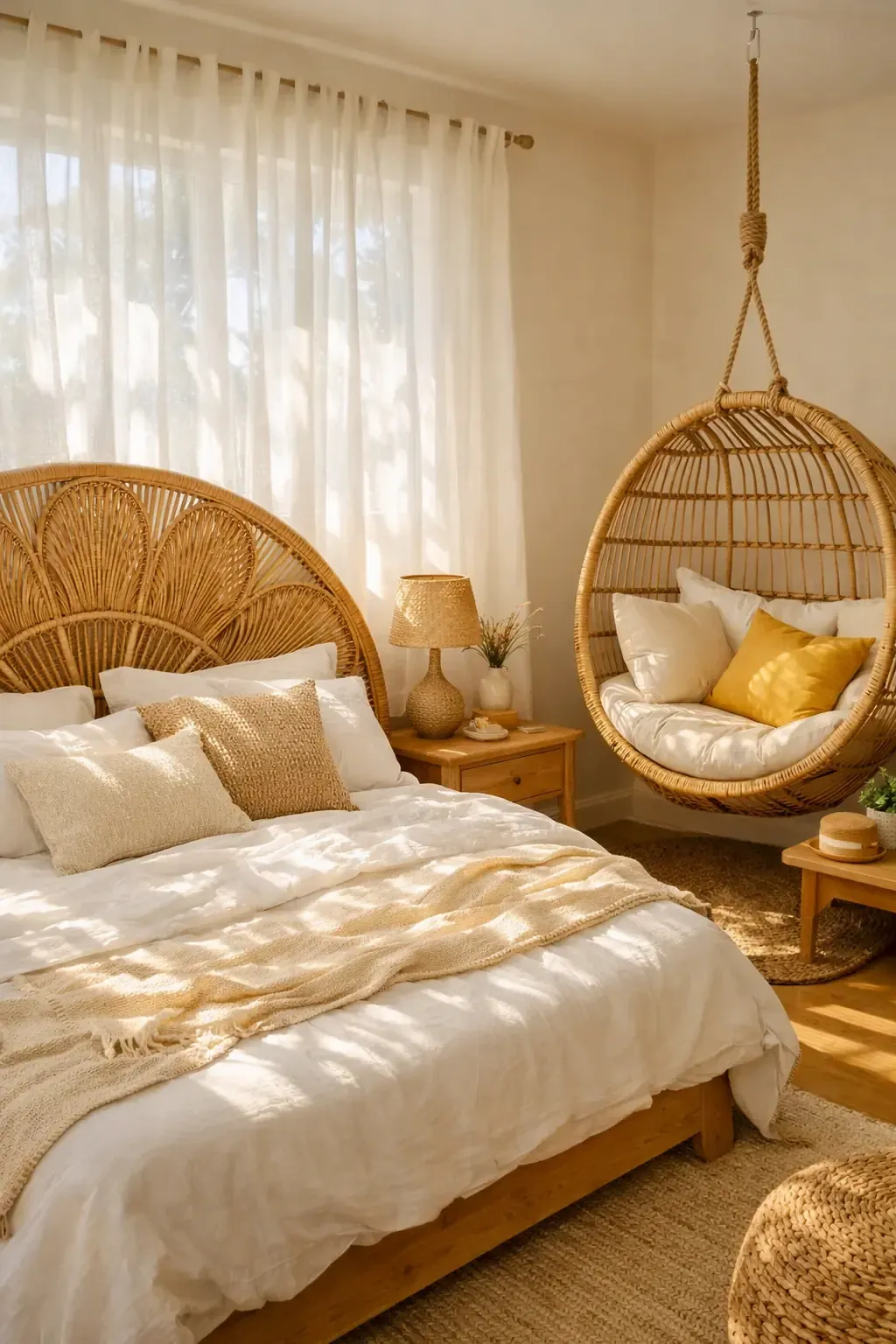 the sun-drenched rattan retreat in a bedroom