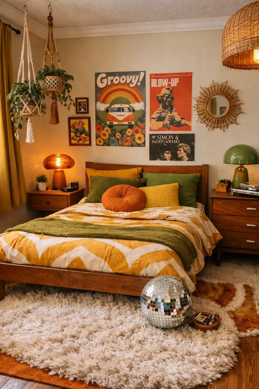 vintage retro boho in a bedroom