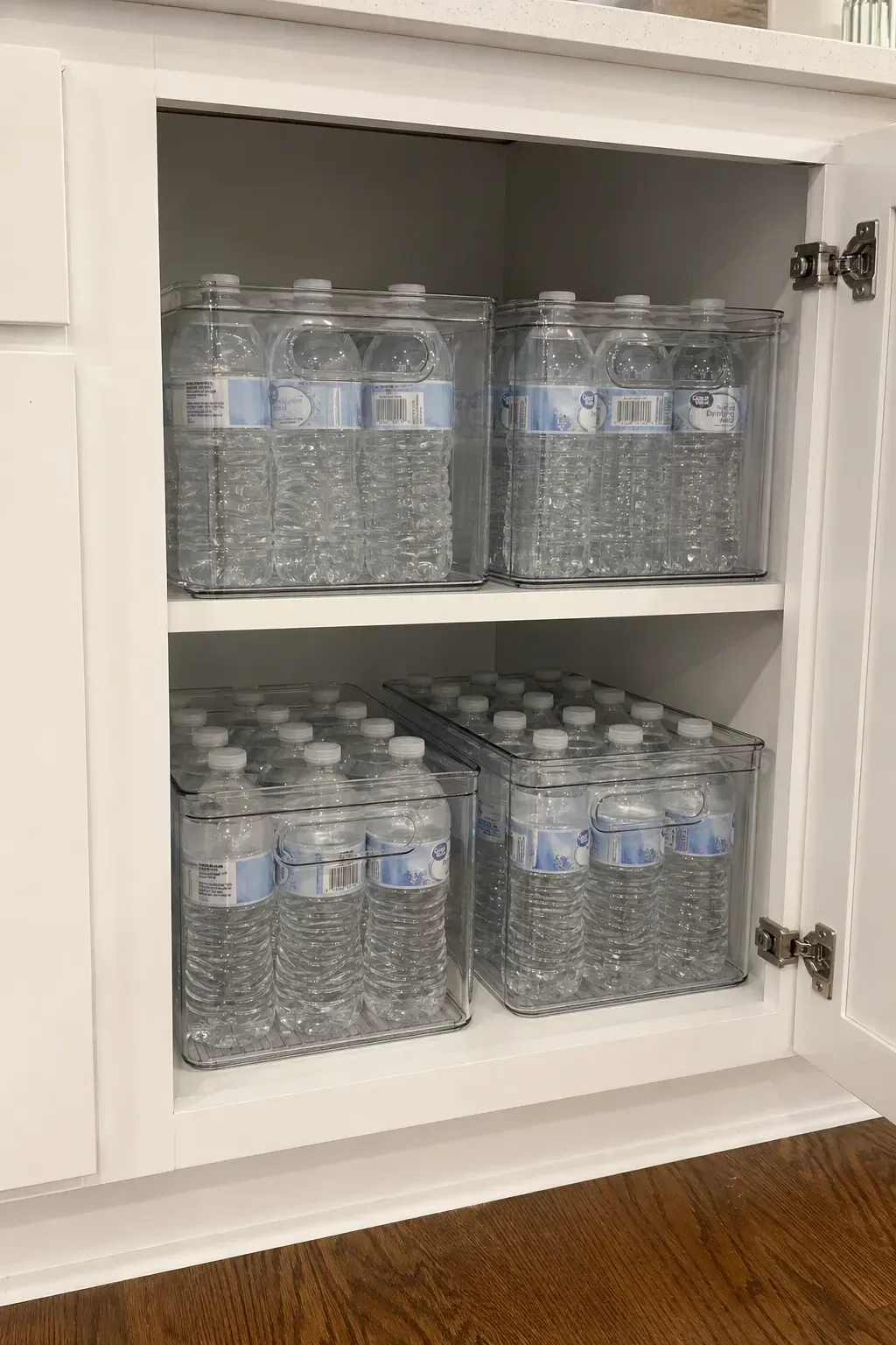 stackable water bottle storage bins
