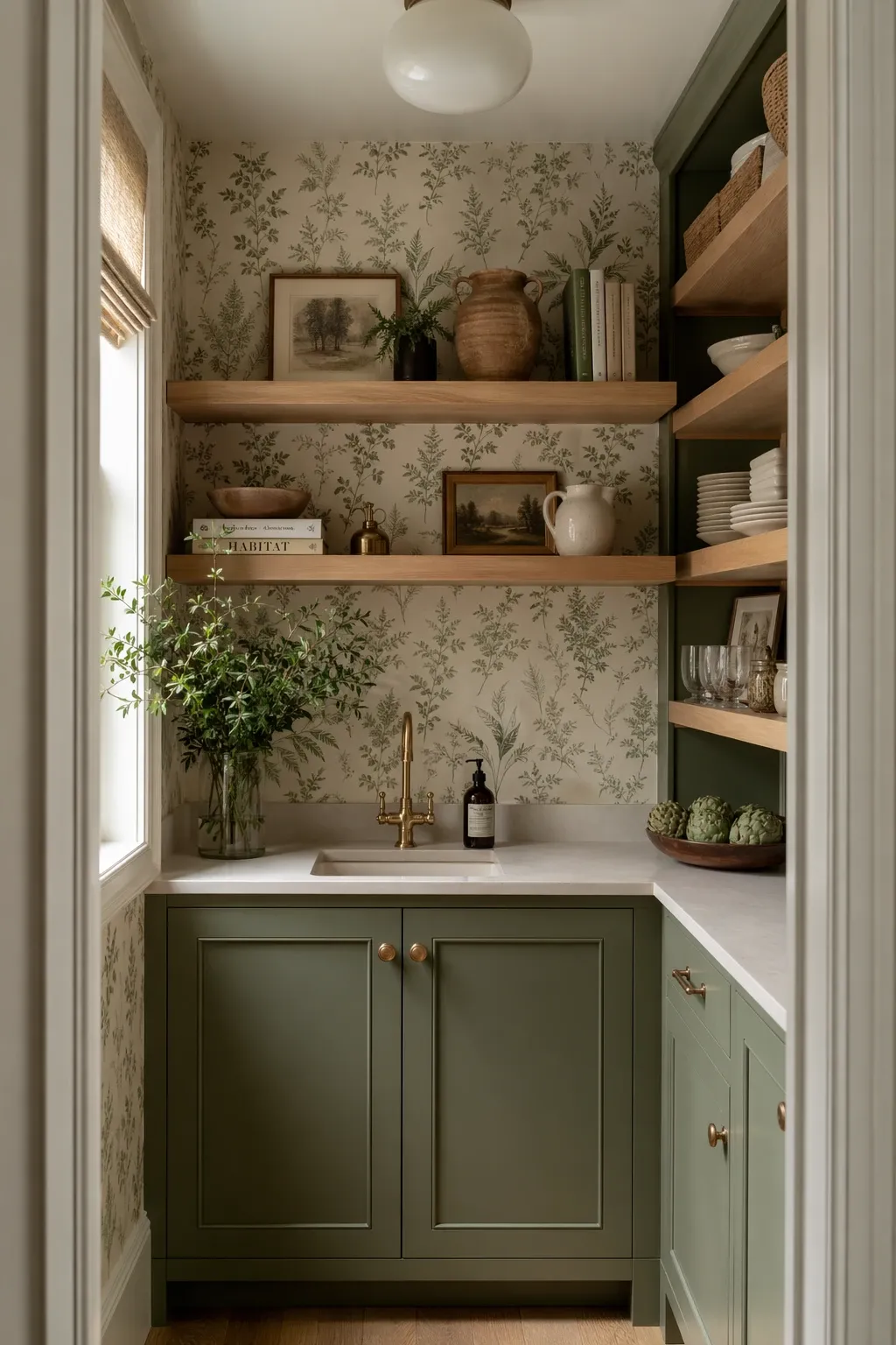 earthy green pantry