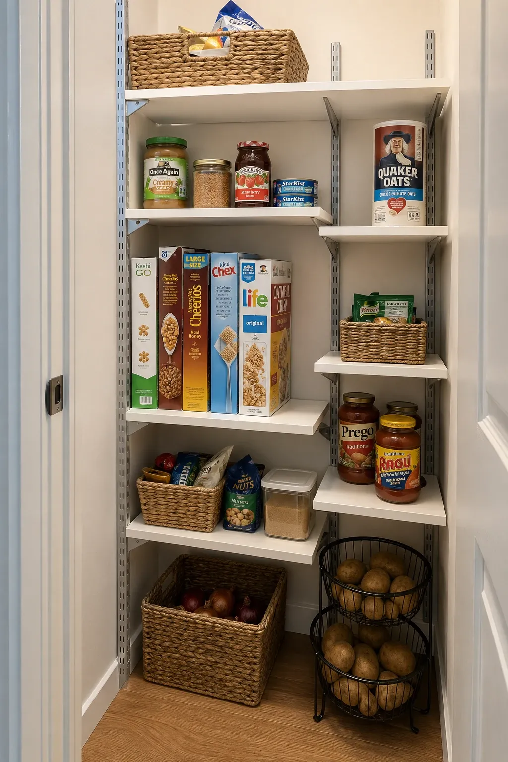 adjustable shelving system in a closet