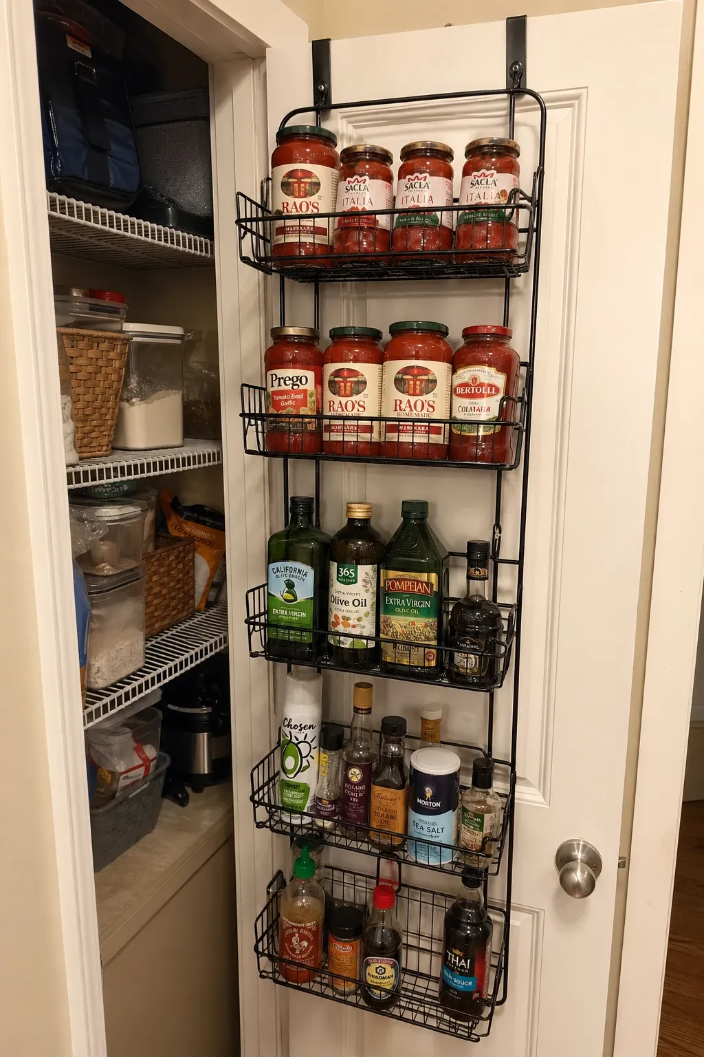 back-of-door storage in a closet