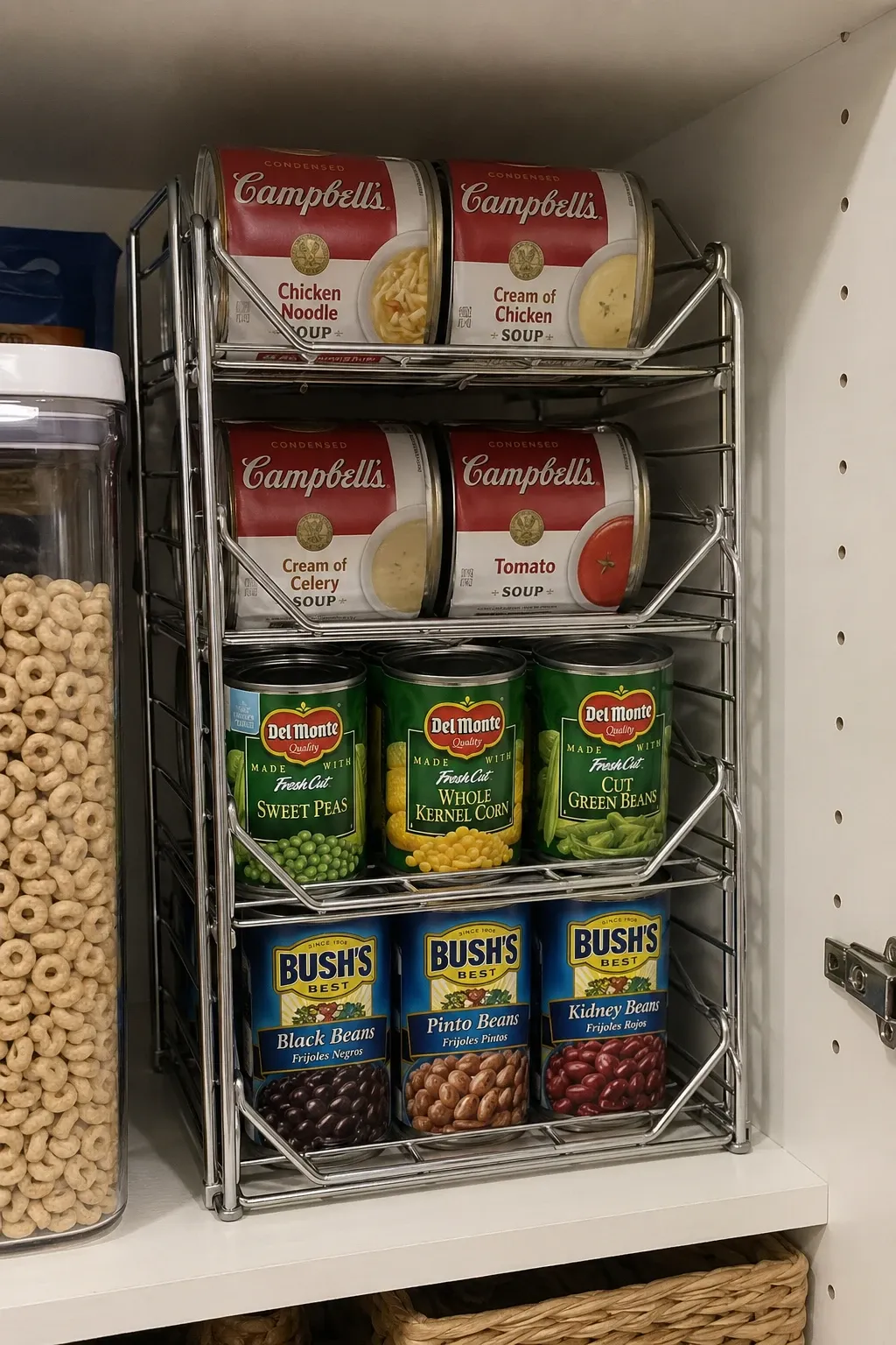canned food dispenser in a closet