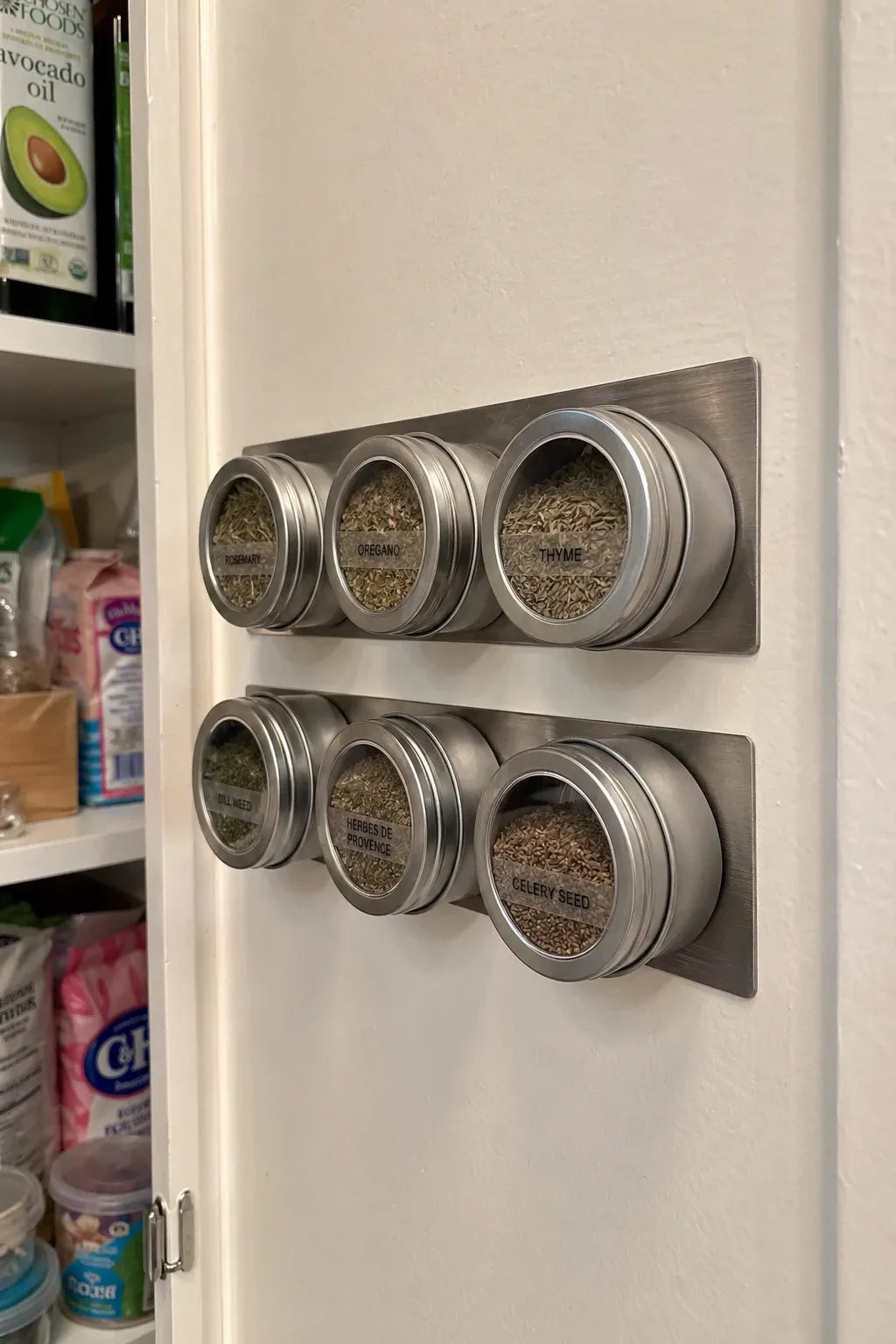 magnetic strips on side walls in a closet
