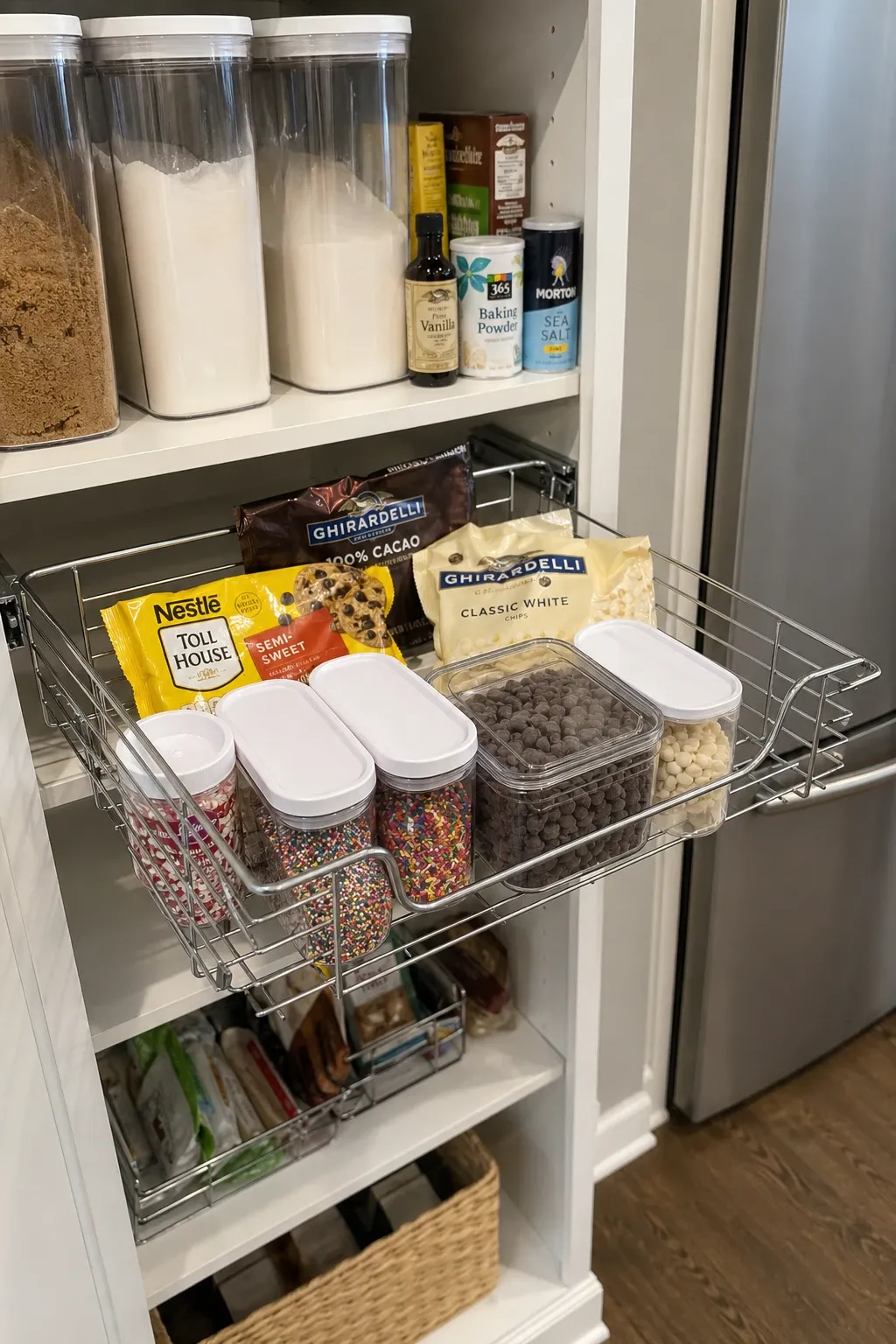 pull-out drawers for deep shelves in a closet