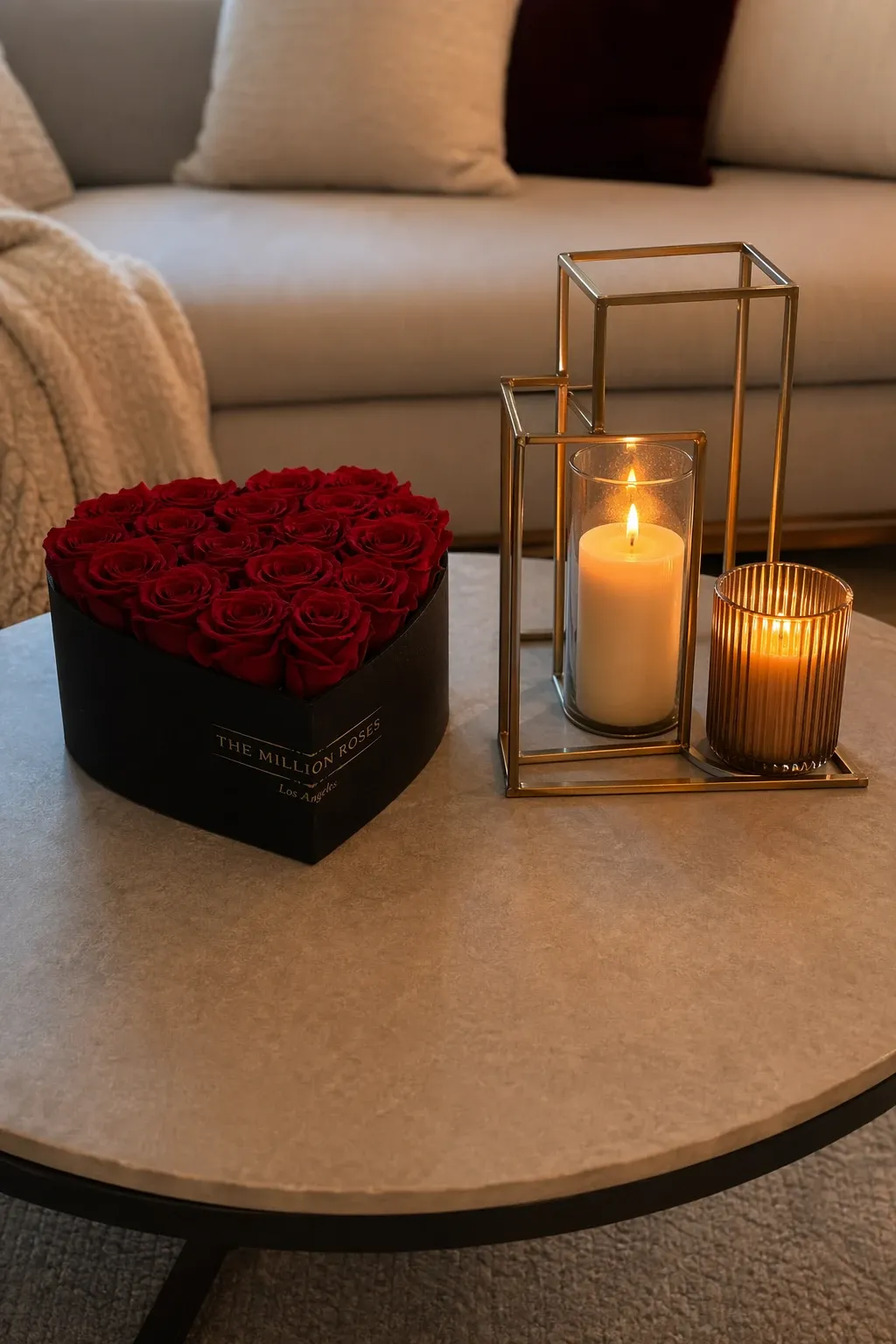 roses and candle holders