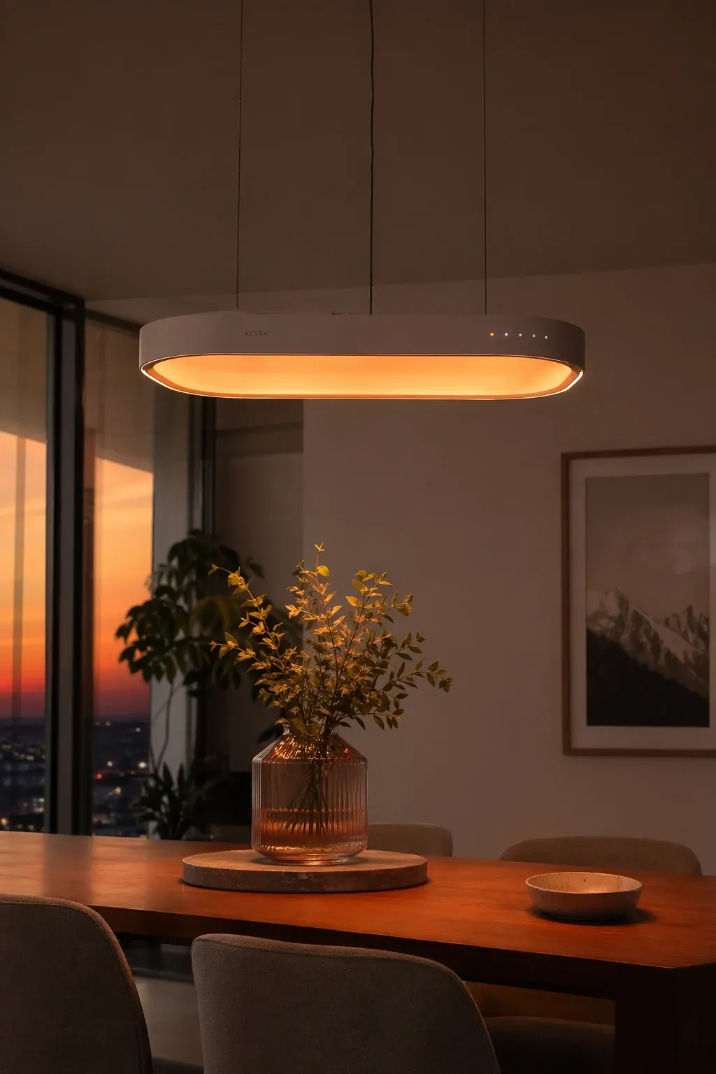 tunable smart lighting in a dining room