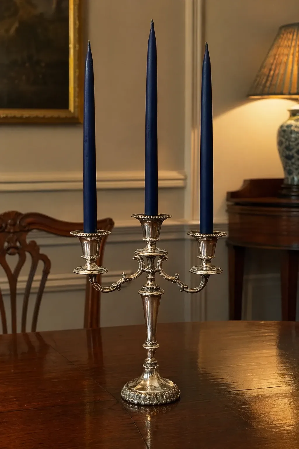 vintage candelabra with taper candles