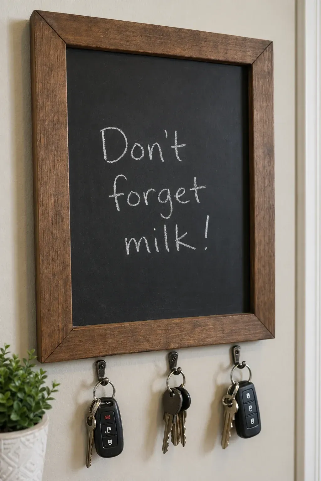 chalkboard message center in a entryway
