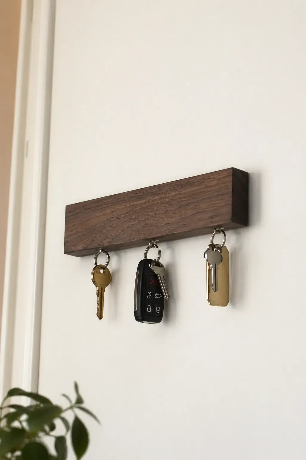 modern magnetic key holder in a entryway