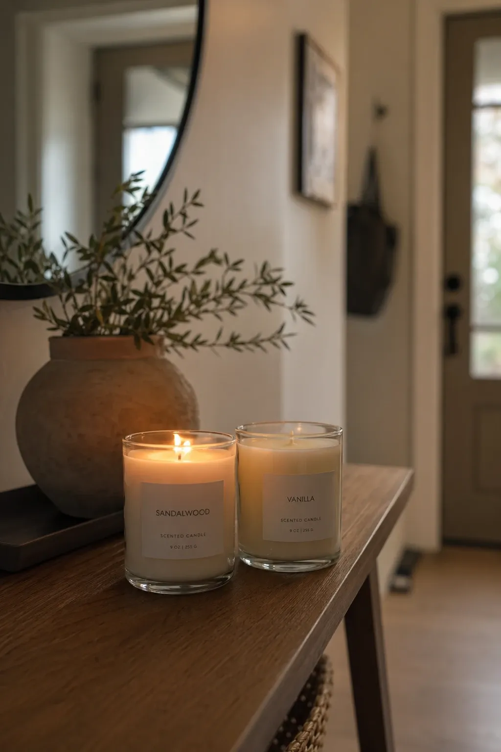 scented candle in a entryway