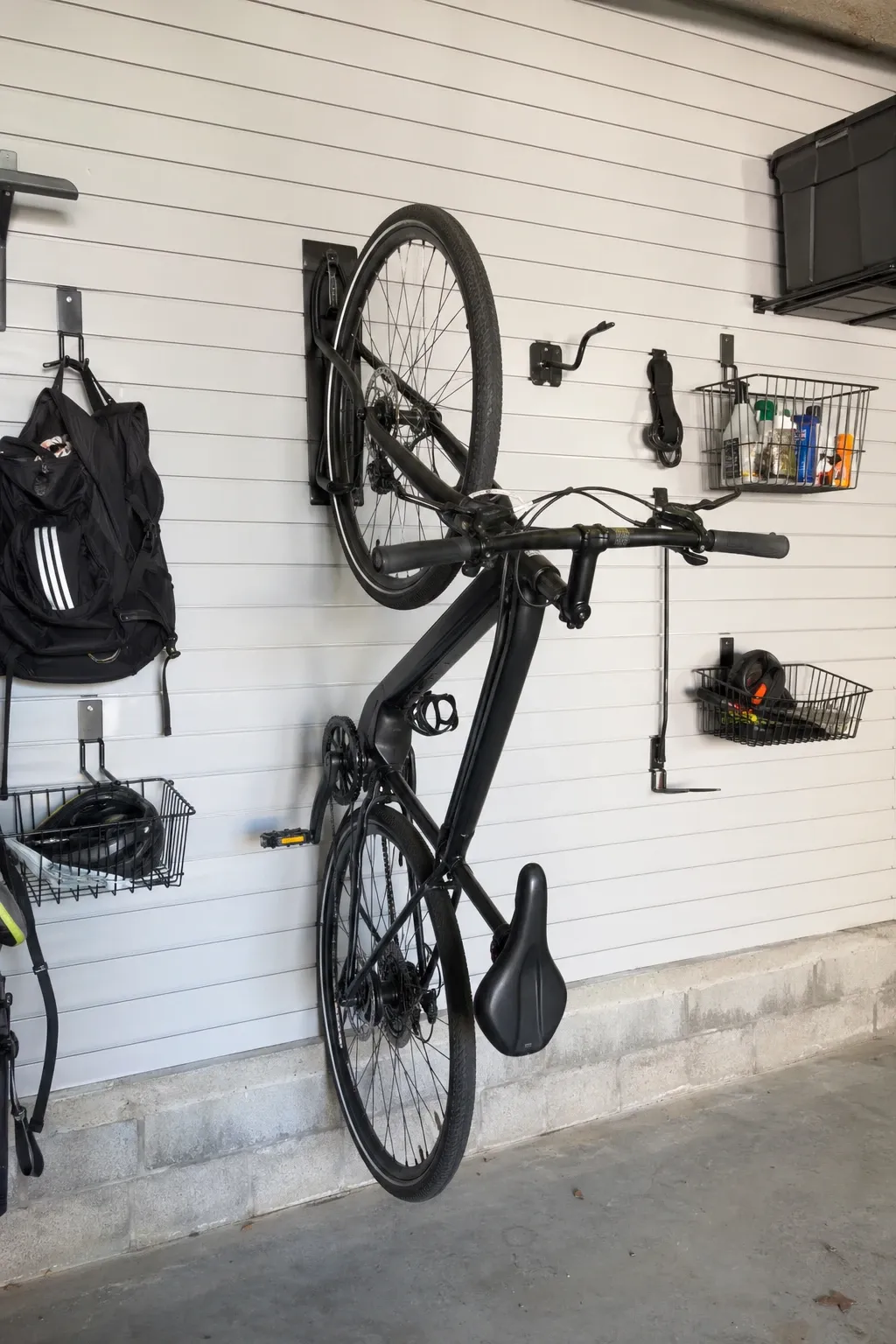 bike storage cabinet in a garage