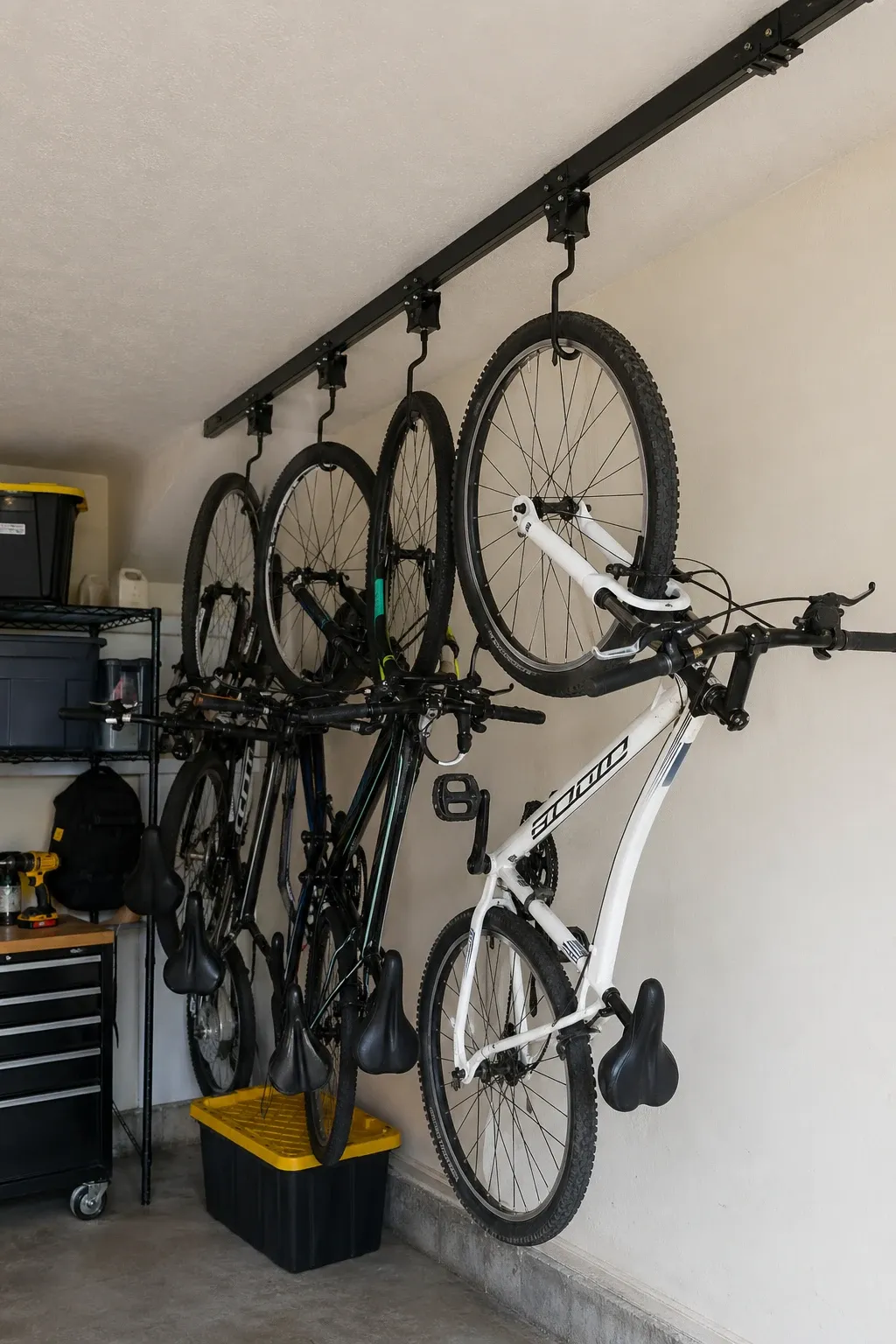 freestanding gravity rack in a garage