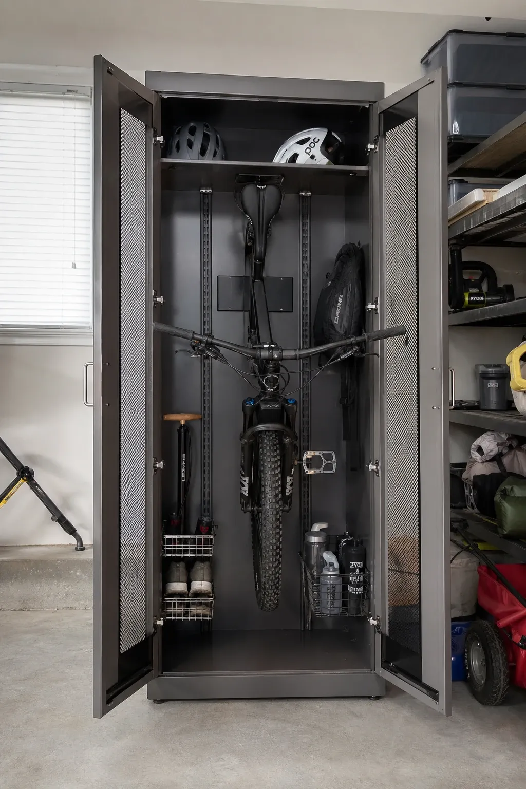 slatwall storage system in a garage