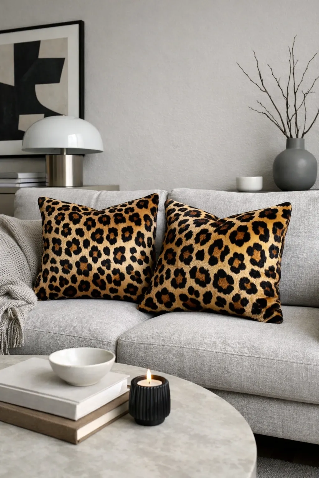 bold animal print touches in a living room