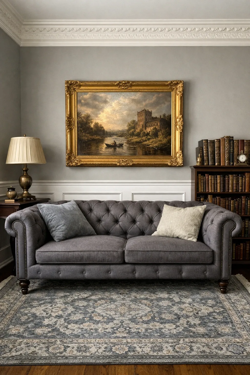 dark charcoal drama in a living room