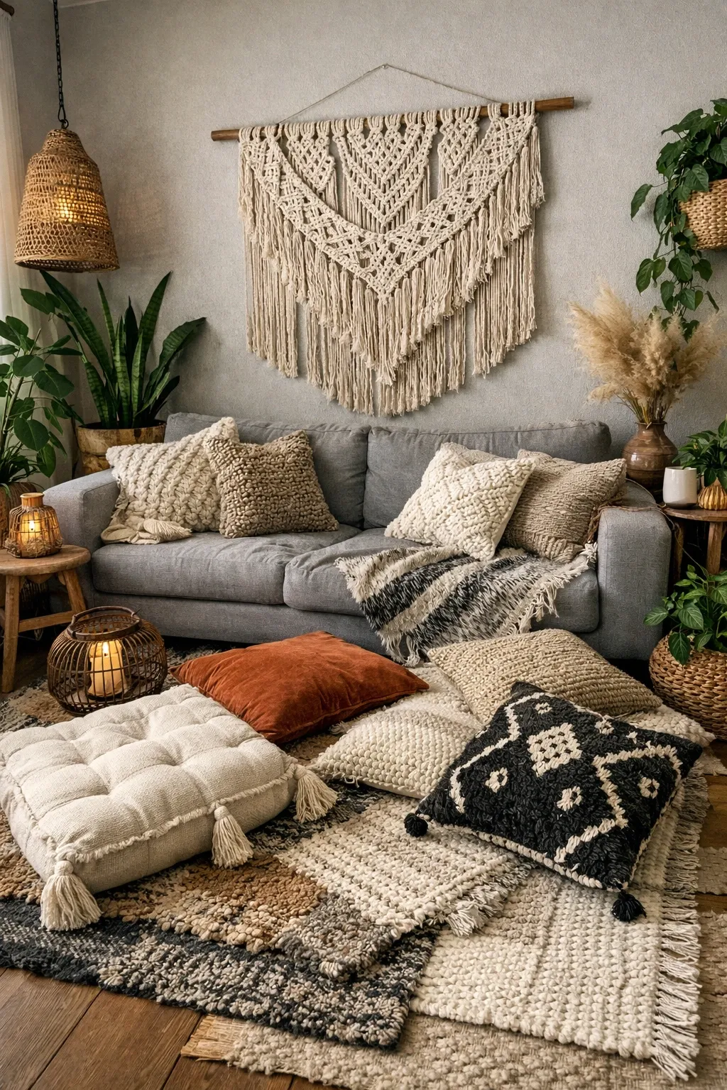 grey fireplace surround in a living room