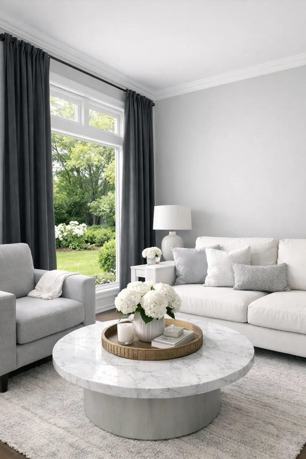 grey gallery wall in a living room