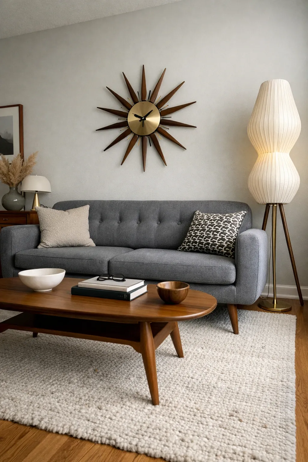 grey with jewel tones in a living room