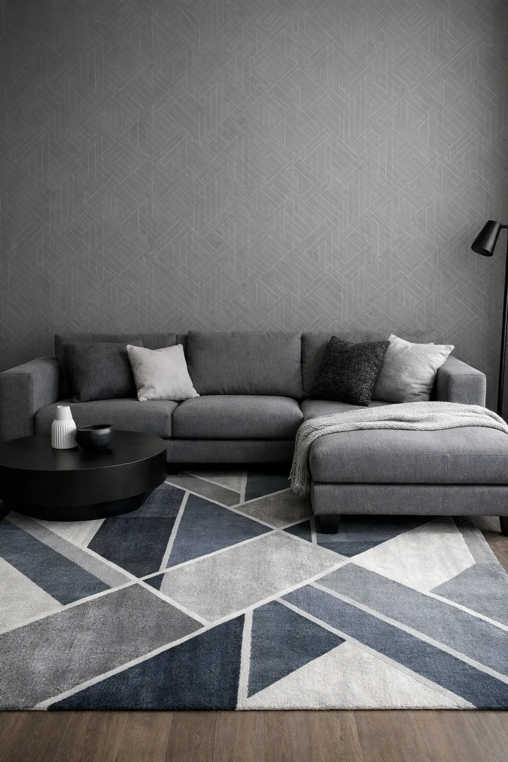modern geometric patterns in a living room