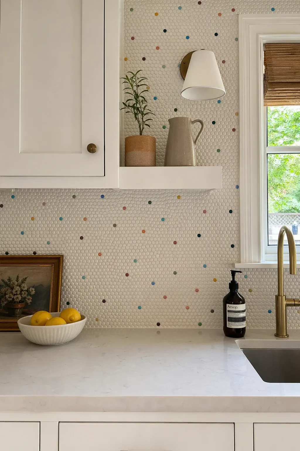 brick veneer backsplash in a kitchen