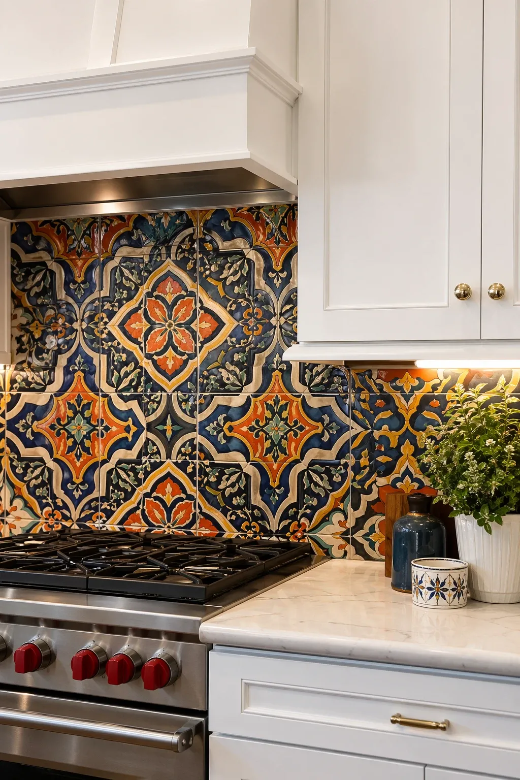 green tile backsplash in a kitchen