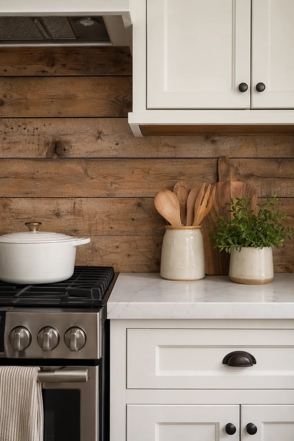 metallic mosaic tile in a kitchen