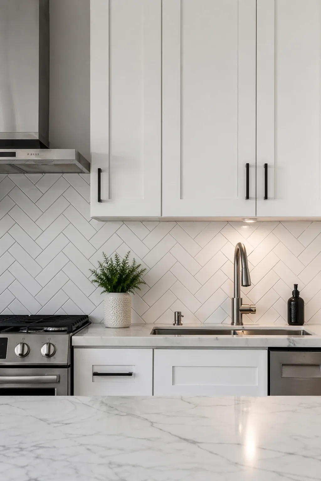 patterned cement tile in a kitchen