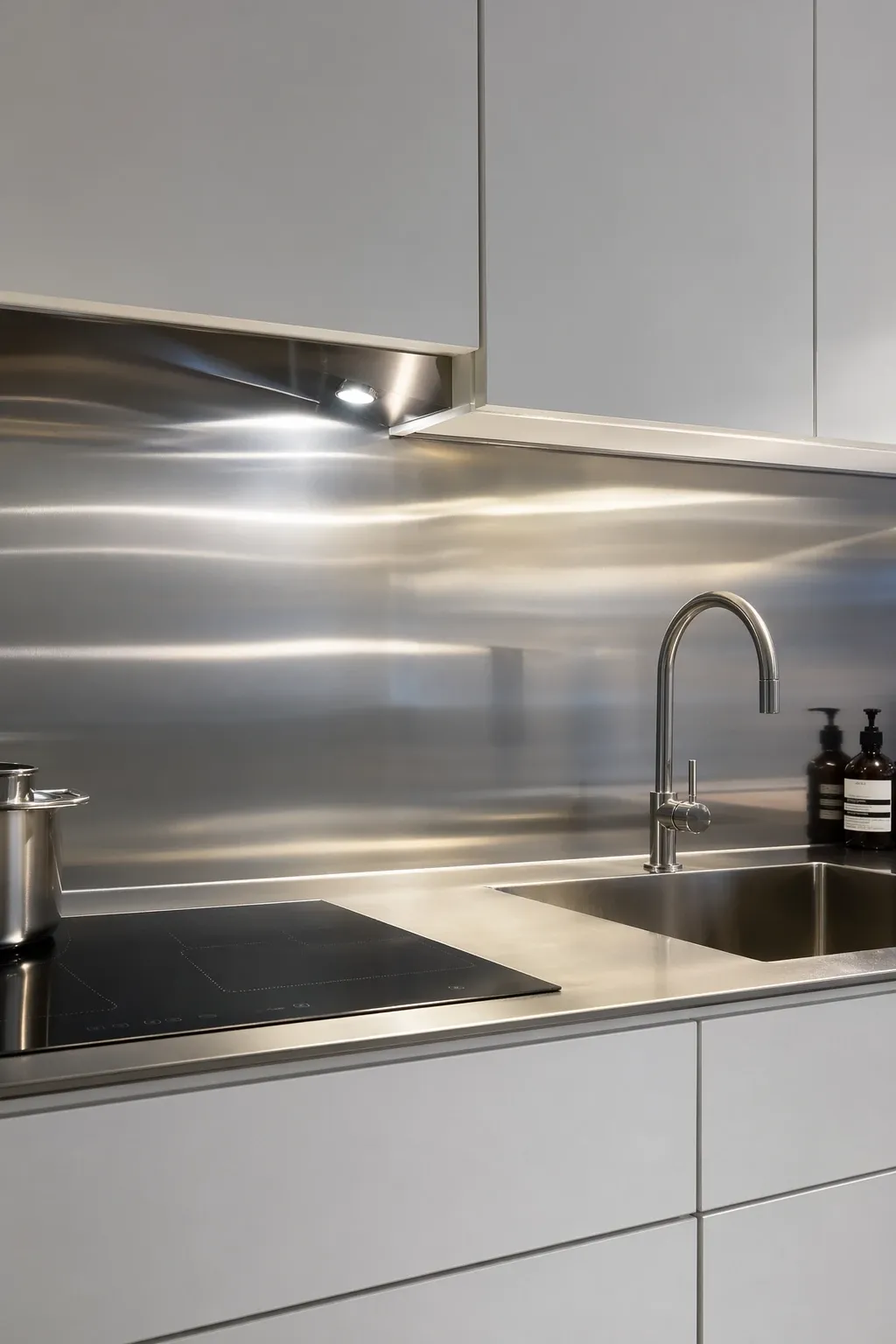 stacked vertical subway tile in a kitchen