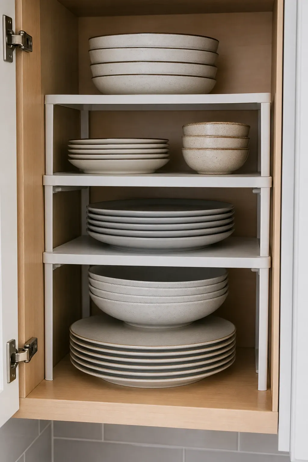 clear acrylic pantry bins in a kitchen