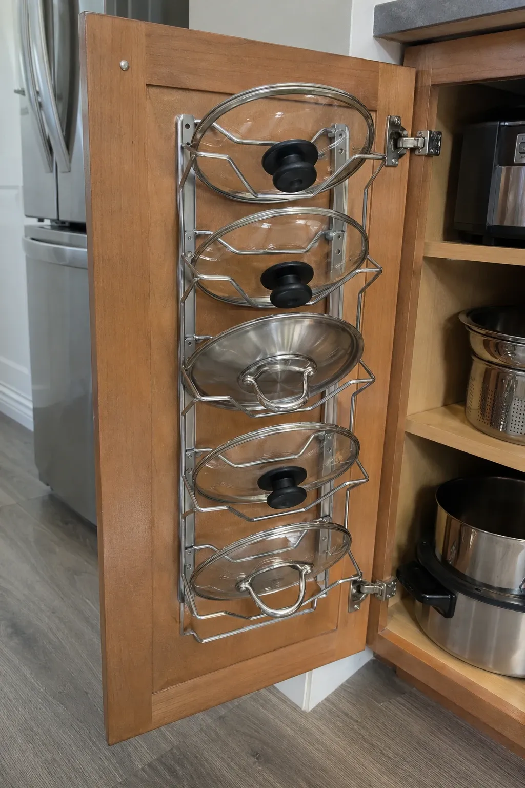 tiered spice steps in a kitchen