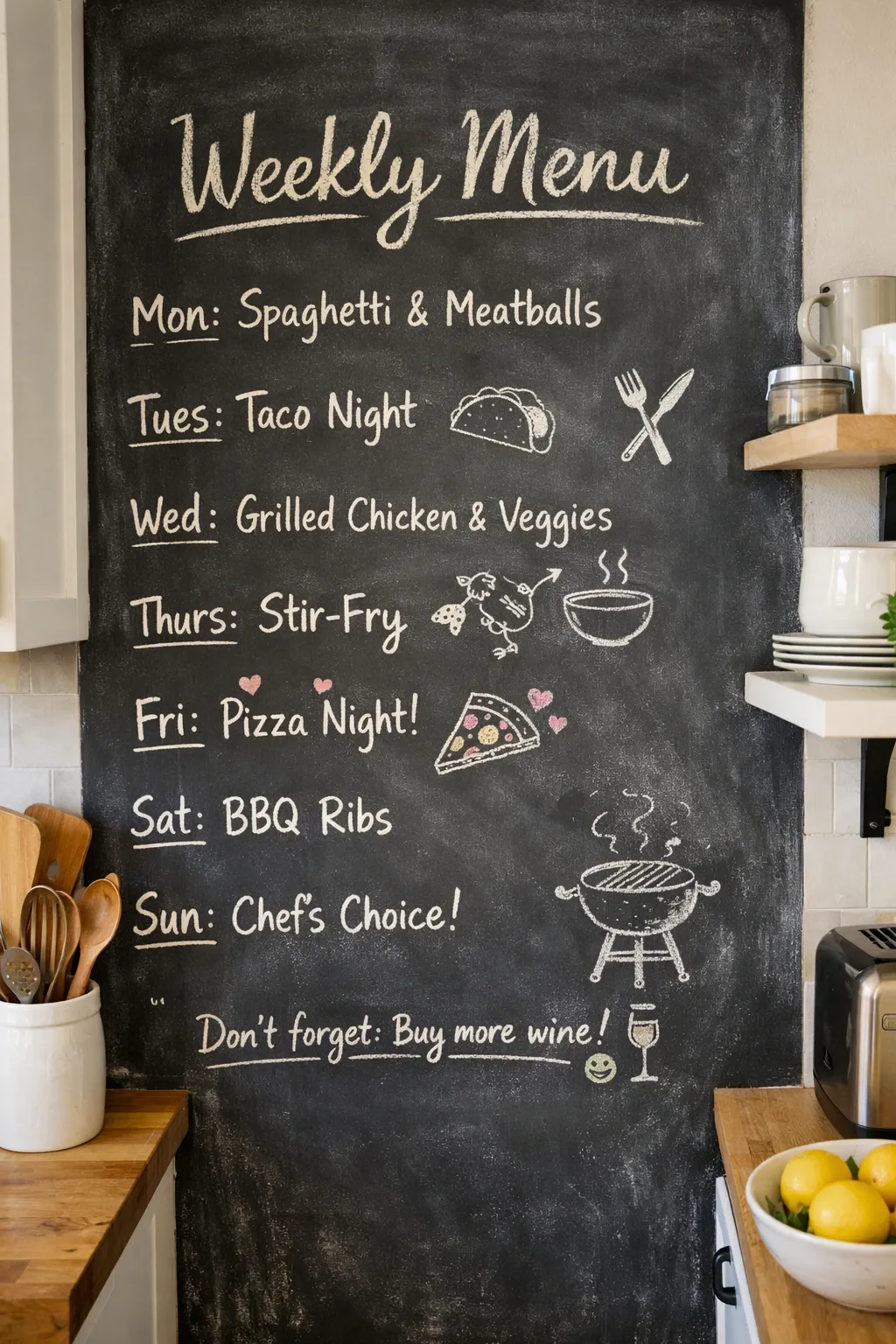 chalkboard wall in a kitchen