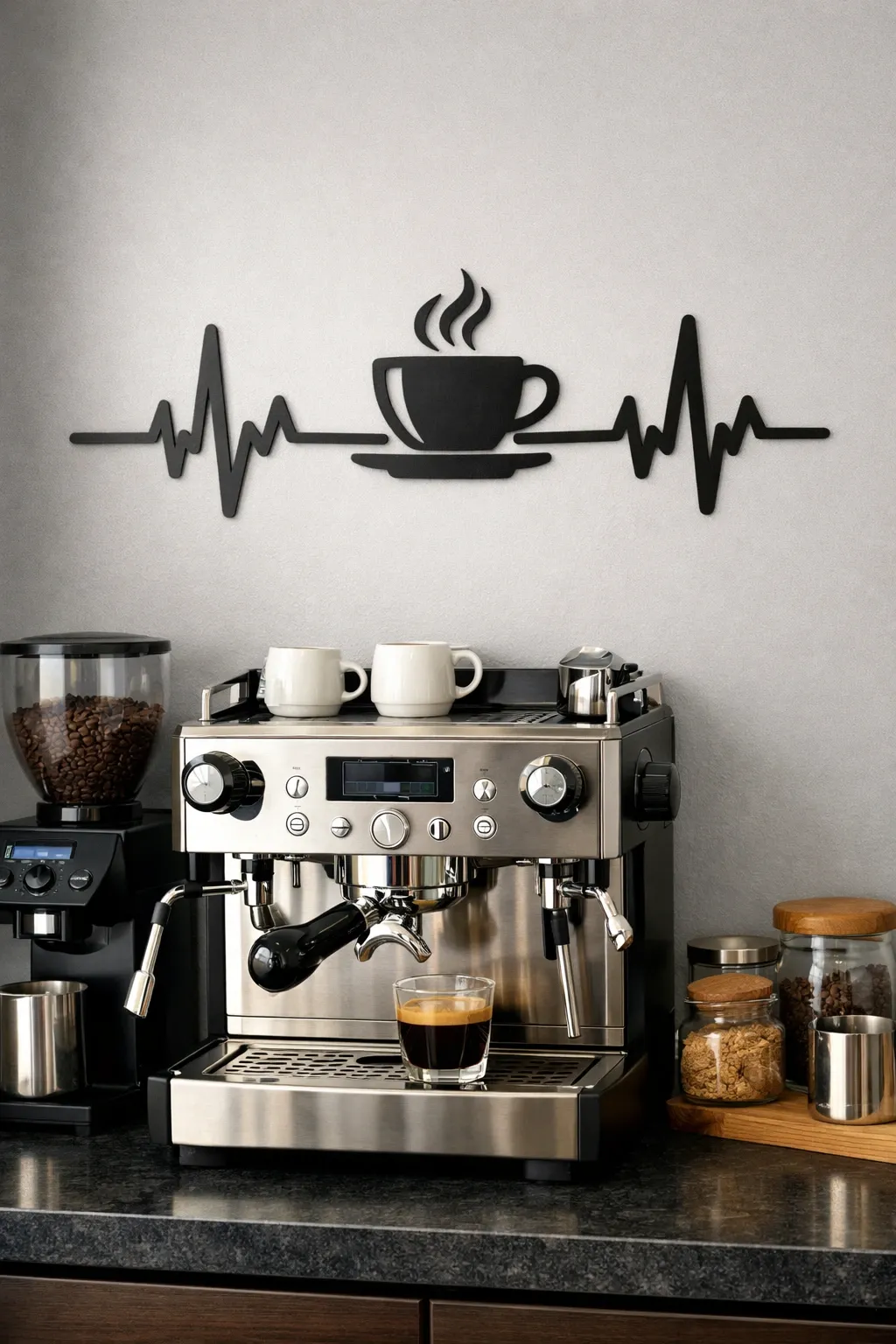 coffee-themed art in a kitchen