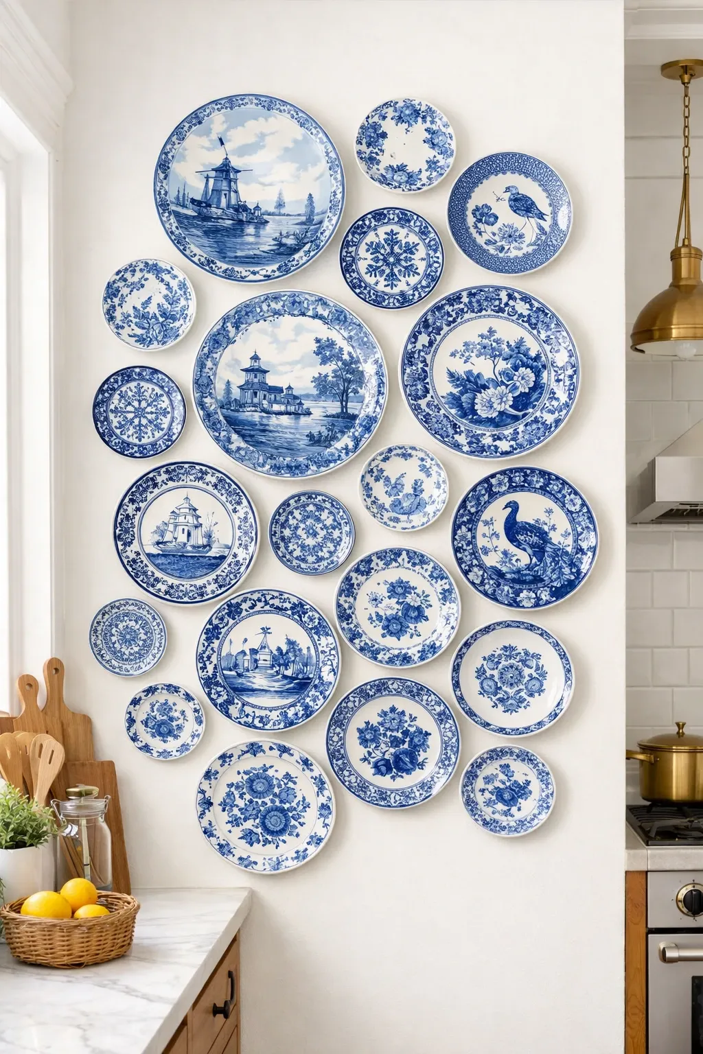 decorative plate gallery in a kitchen