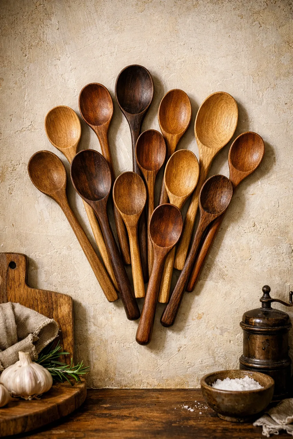 wooden spoon collection in a kitchen