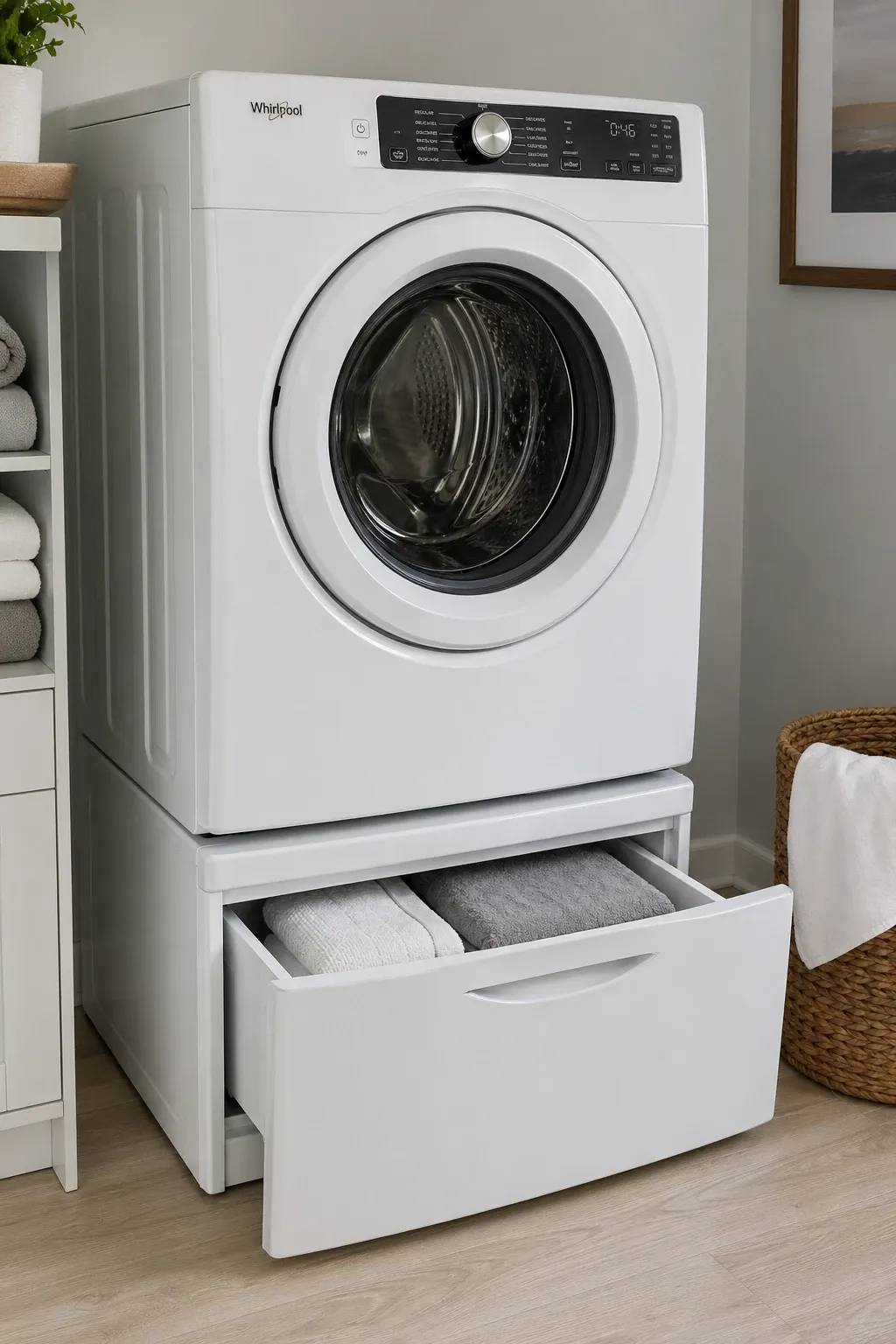 built-in lint bin in a laundry