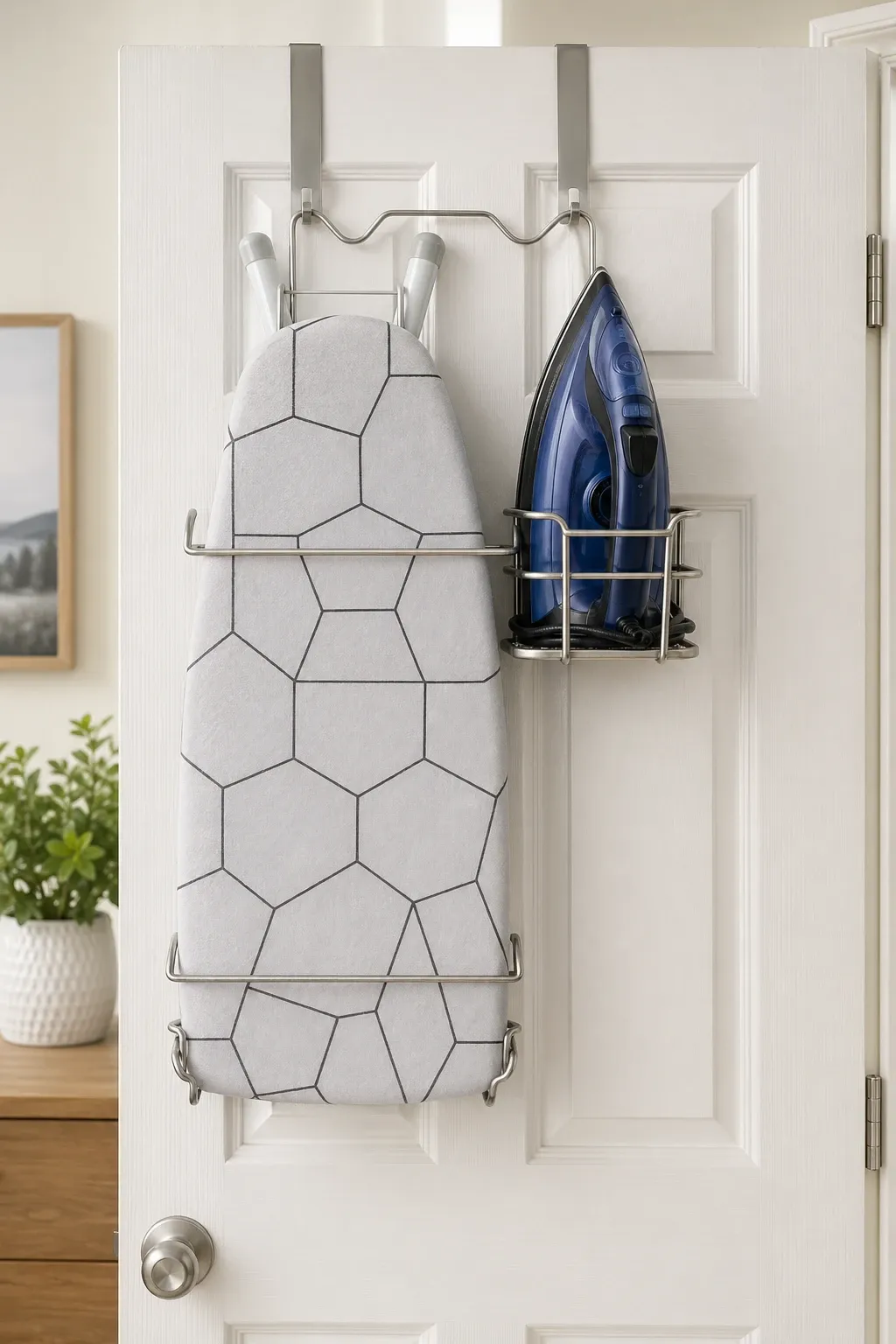 cabinet above for hiding supplies in a laundry