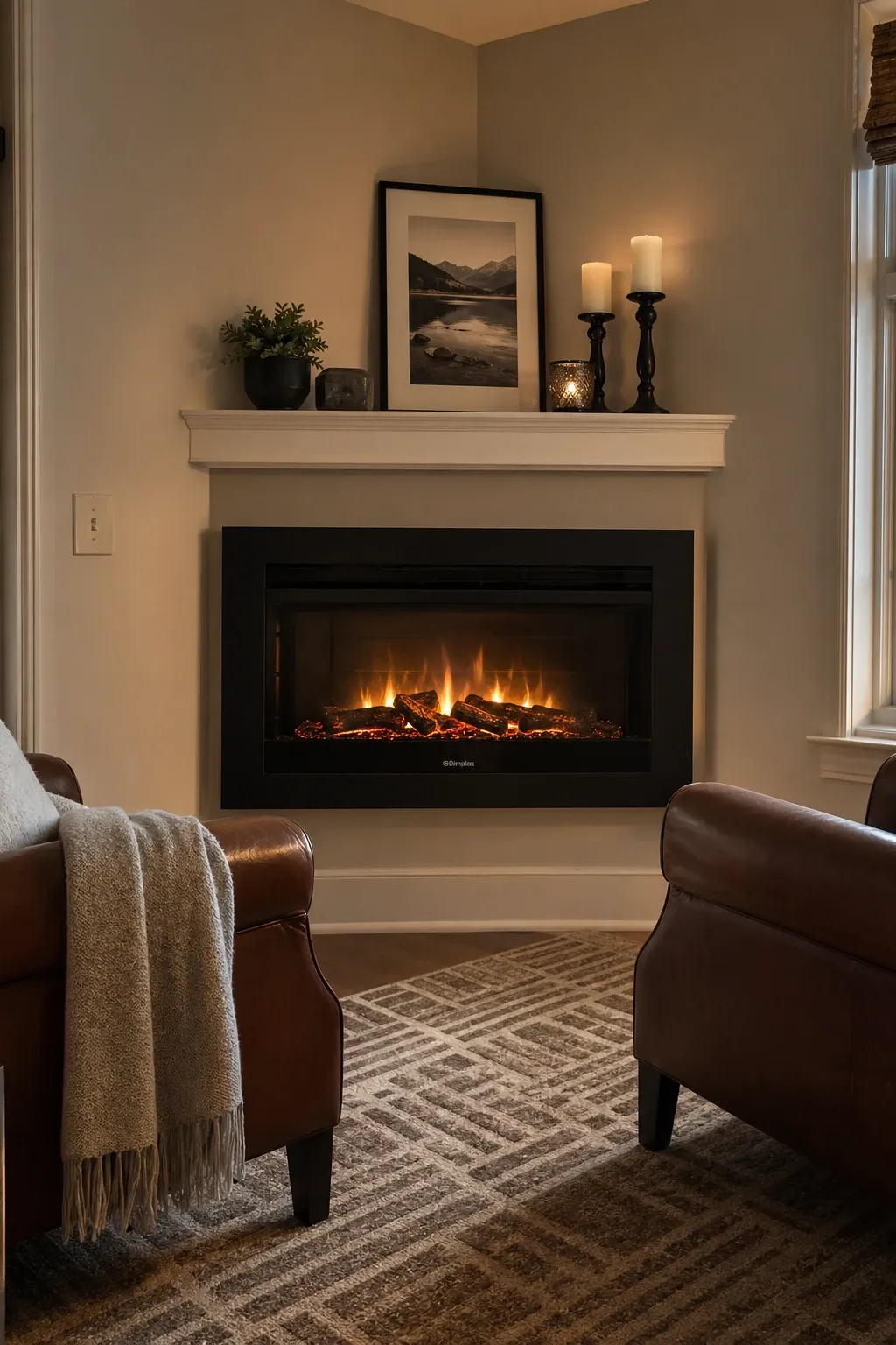 fireplace seating nook in a living room