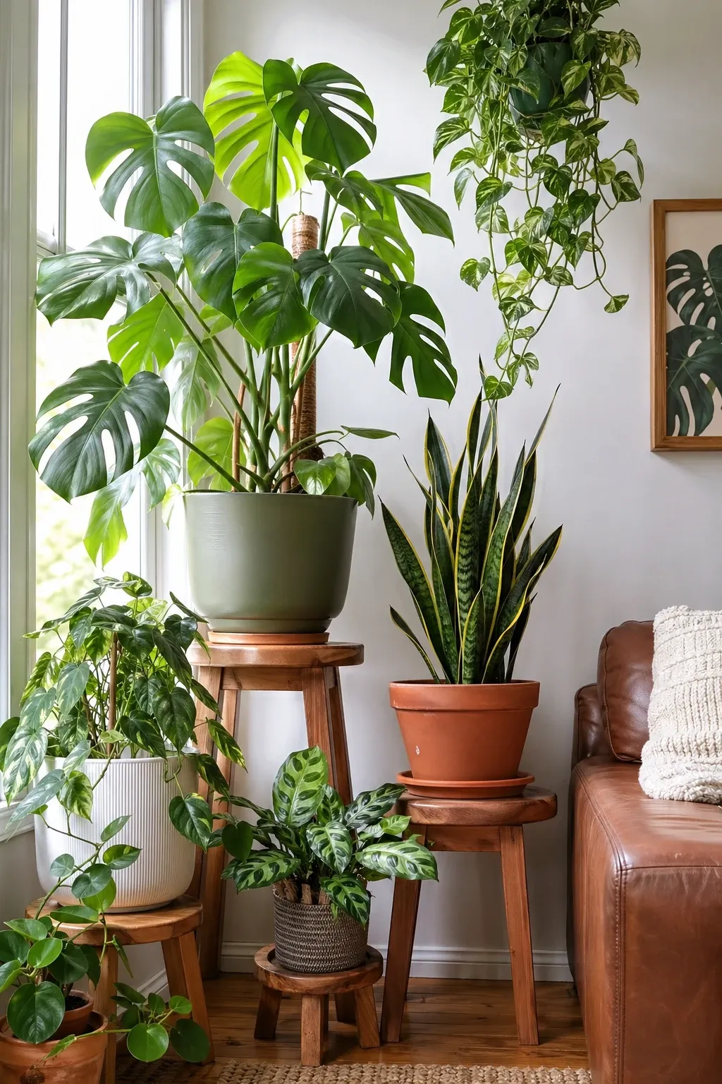 indoor plant corner in a living room