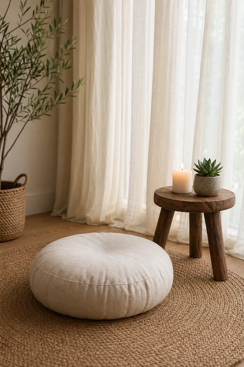 meditation space in a living room