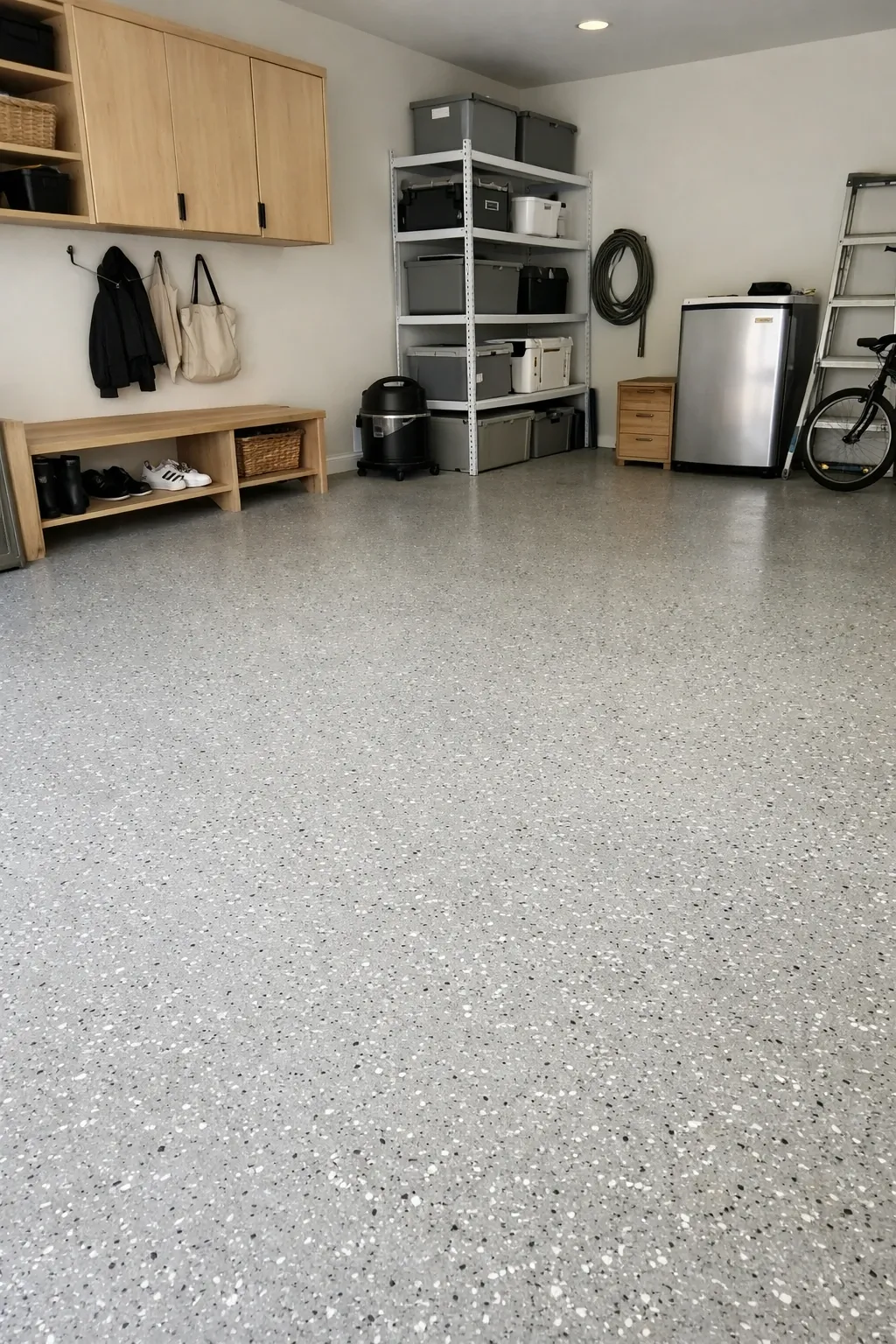 light grey minimalist finish in a garage